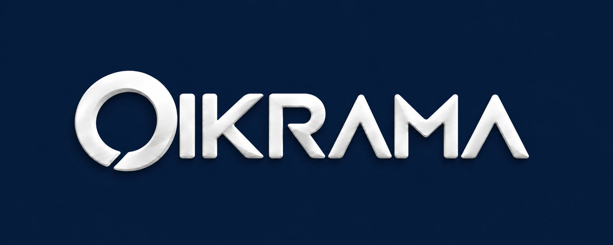 Logo oficial de OIKRAMA en blanco sobre azul